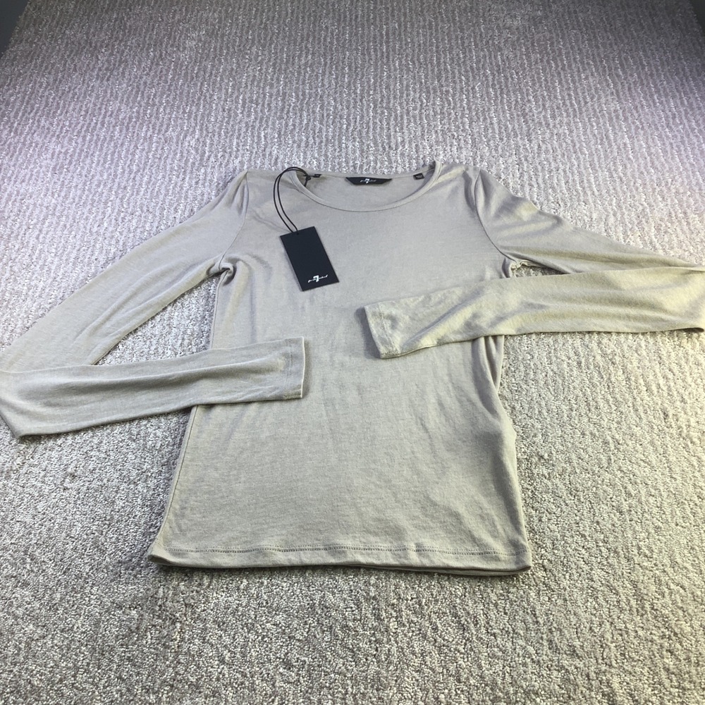 7 For All Mankind Womens Long Sleeve Crew Neck Top Size Medium NWT